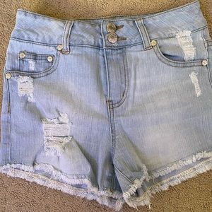 light wash denim shorts